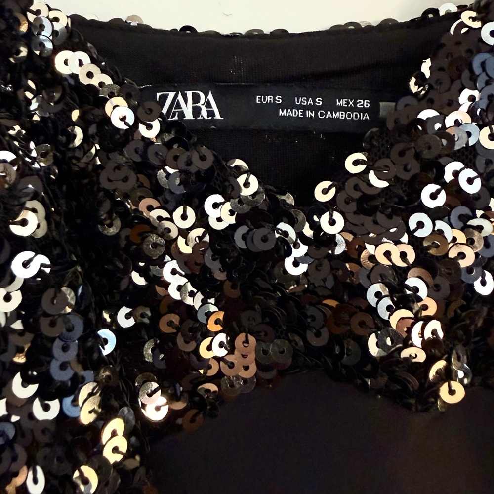 Zara Black and Silver Sequin Maxi Dress - Picture 6 of 6